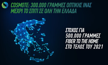 Πάνω από 300.000 νοικοκυριά καλύπτονται από το Cosmote Fiber