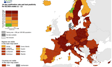 ECDC: Στο «κόκκινο» συνεχίζει να είναι η Ελλάδα