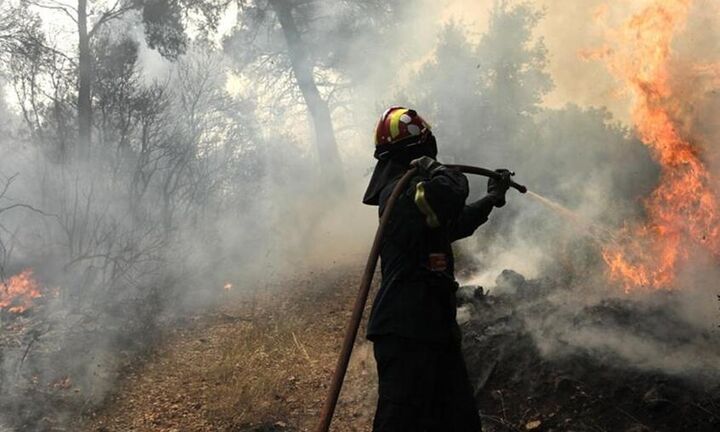 Ενεργοποιήθηκε το «112» για την απομάκρυνση κατοίκων λόγω της πυρκαγιάς στην Κορινθία