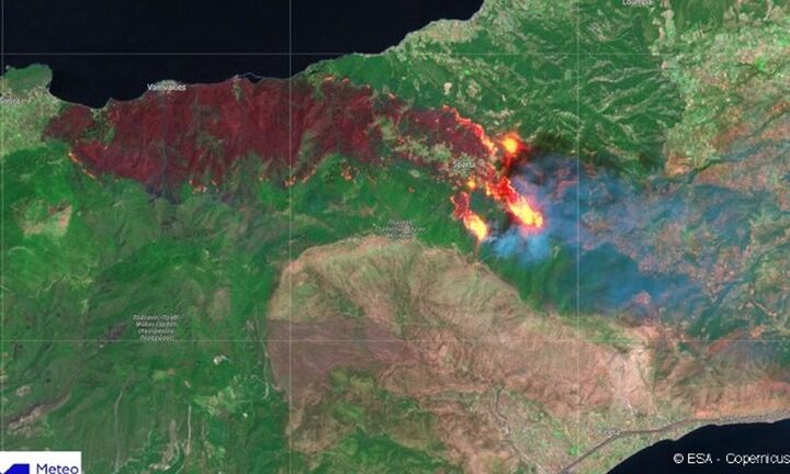  Την μεγάλη πυρκαγιά στην Κορινθία φωτογράφισε ο δορυφόρος Sentinel-2