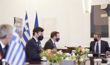 Συνάντηση Κυριάκου Μητσοτάκη με τους Αμερικανούς γερουσιαστές Κρ. Μέρφι και Τζ. Όσοφ