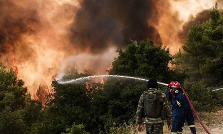  Σε ύφεση η πυρκαγιά στο Δίστομο Βοιωτίας