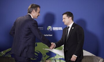 Συνάντηση Κυρ. Μητσοτάκη με τον πρωθυπουργό της Ουκρανίας, Β. Ζελένσκι
