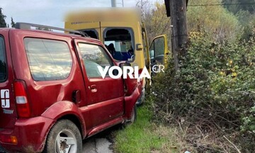 Θεσσαλονίκη: Σύγκρουση σχολικού λεωφορείου με τζιπ - Επτά παιδιά στο νοσοκομείο (pic)