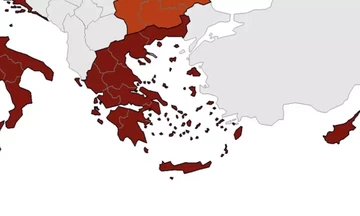 Η Ελλάδα παραμένει και αυτή την εβδομάδα στο «βαθύ κόκκινο» στον συνδυαστικό χάρτη του ECDC