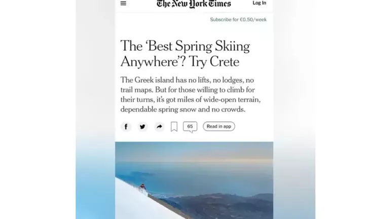 Οι NYT αποθεώνουν την Κρήτη ως προορισμό... για σκι