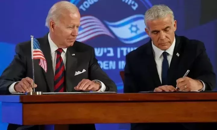 Μπάιντεν και Λαπίντ υπέγραψαν τη "Διακήρυξη της Ιερουσαλήμ"