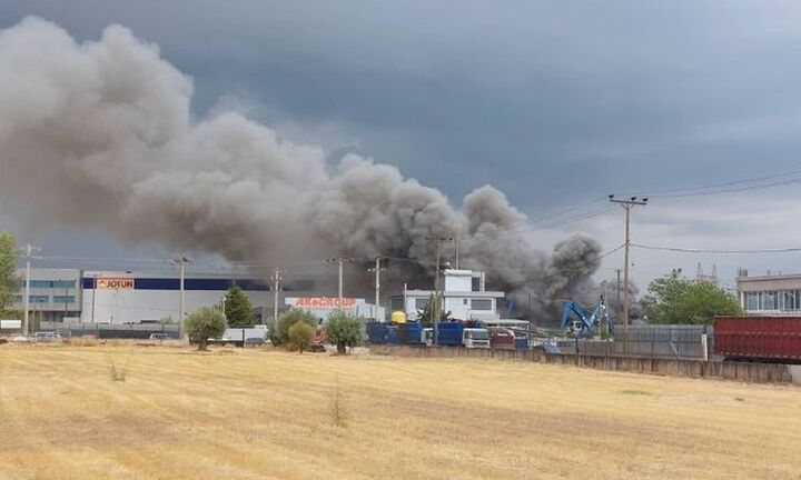 Πυρκαγιά σε εργοστάσιο ανακύκλωσης στην Μάνδρα
