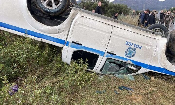 Επεισόδια στο αεροδρόμιο Χανίων: Οι αγρότες αναποδογύρισαν περιπολικό – Ένας αστυνομικός τραυματίας